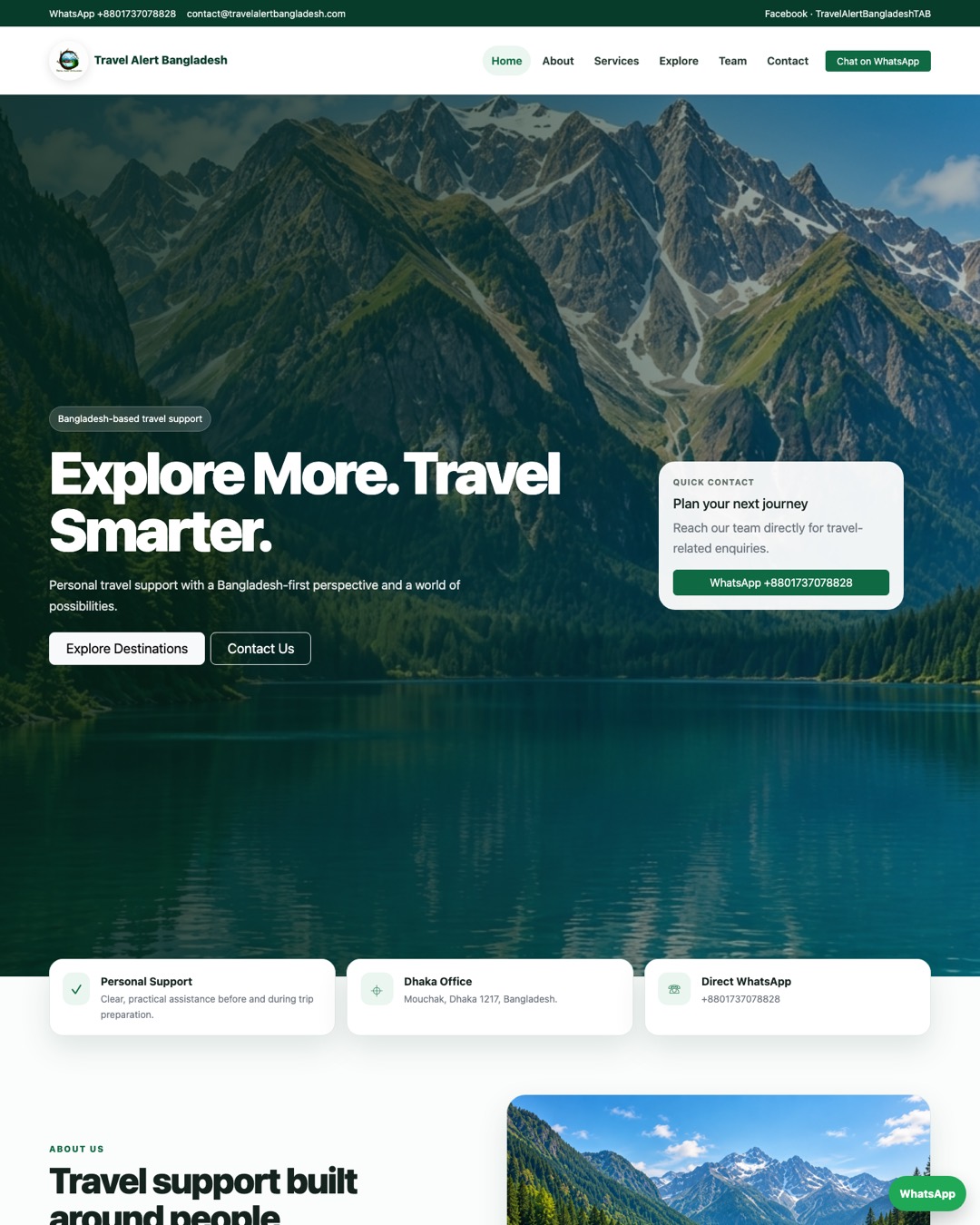 Travel Alert Bangladesh website homepage