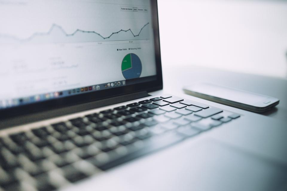 Analytics charts on a laptop screen