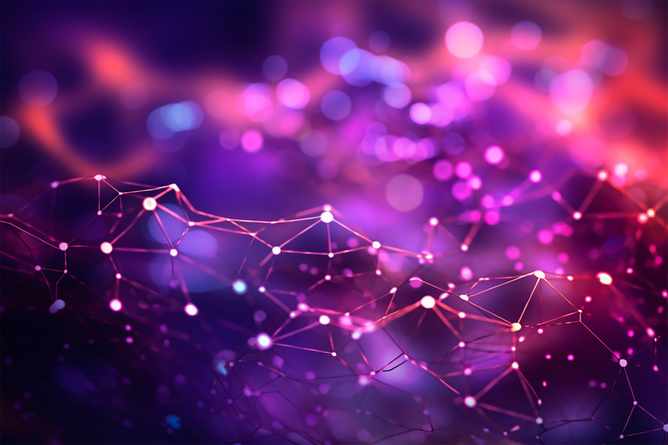 Abstract network of glowing technology lights